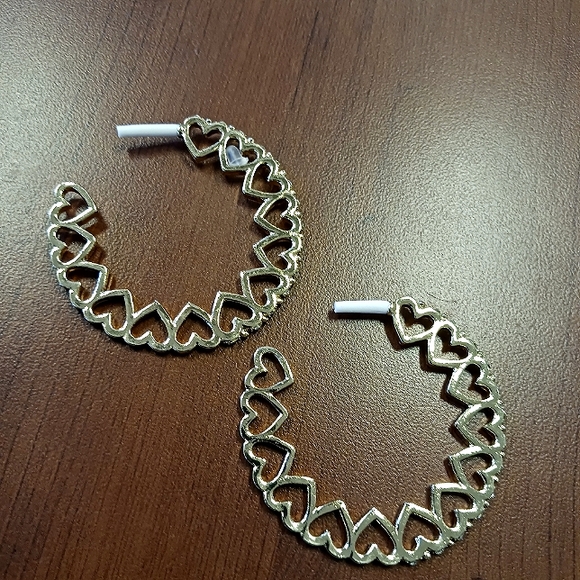 Heart Hoop Earrings - Picture 2 of 8